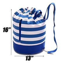 Load image into Gallery viewer, Blue &amp; White Shoulder Beach Bag
