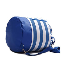 Load image into Gallery viewer, Blue &amp; White Shoulder Beach Bag
