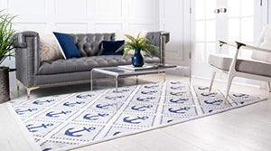 White & Blue Nautical Area Rug