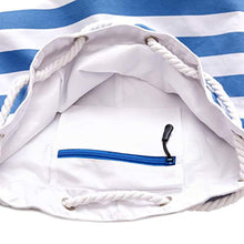 Load image into Gallery viewer, Blue &amp; White Shoulder Beach Bag
