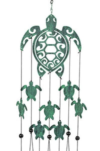 Rustic Sea Green Turtle Wind Chime