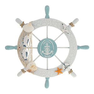 Wooden Sail Boat Steering Wheel With Net