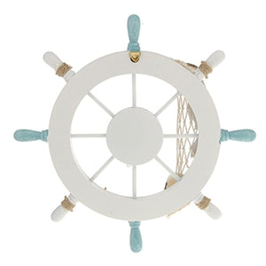 Wooden Sail Boat Steering Wheel With Net