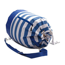 Load image into Gallery viewer, Blue &amp; White Shoulder Beach Bag
