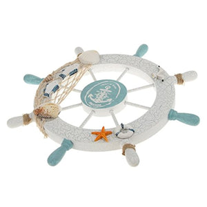 Wooden Sail Boat Steering Wheel With Net