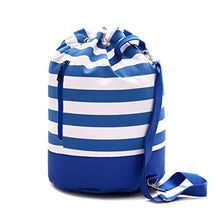 Load image into Gallery viewer, Blue &amp; White Shoulder Beach Bag
