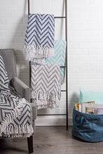 Load image into Gallery viewer, Blue Chevron Throw Blanket
