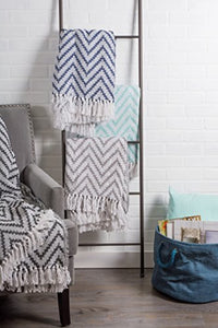 Blue Chevron Throw Blanket