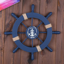 Load image into Gallery viewer, Deep Blue Wooden Sailboat Steering Wheel
