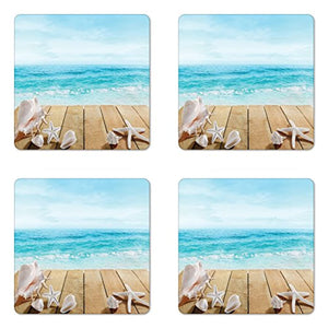 Boardwalk and Seashell Coasters (Set of 4)