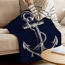 Load image into Gallery viewer, Luxury Fleece Anchor Throw Blanket
