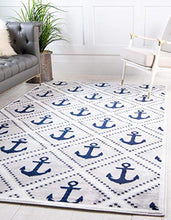 Load image into Gallery viewer, White &amp; Blue Nautical Area Rug
