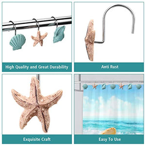 Seashell Shower Curtain Hooks (Set of 12)