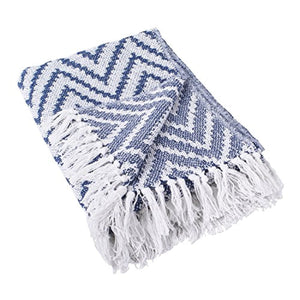 Blue Chevron Throw Blanket