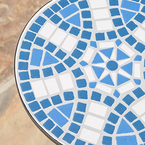 White & Blue Tile Table