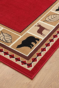 Red Wildlife Rug 3'6" X 5'6"