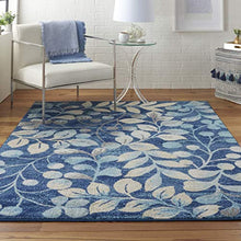 Load image into Gallery viewer, Navy Leaf Area Rug 5&#39; X 7&#39;
