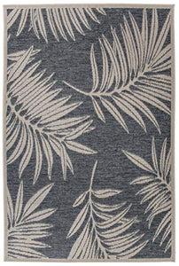 Blue and Grey Leaf Indoor Outdoor Area Rug