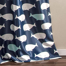 Load image into Gallery viewer, Navy Whale Window Curtain Set
