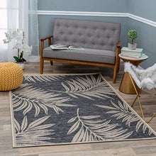 Load image into Gallery viewer, Blue and Grey Leaf Indoor Outdoor Area Rug
