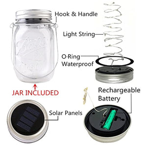 4 Mason Jar LED Lights with Handle