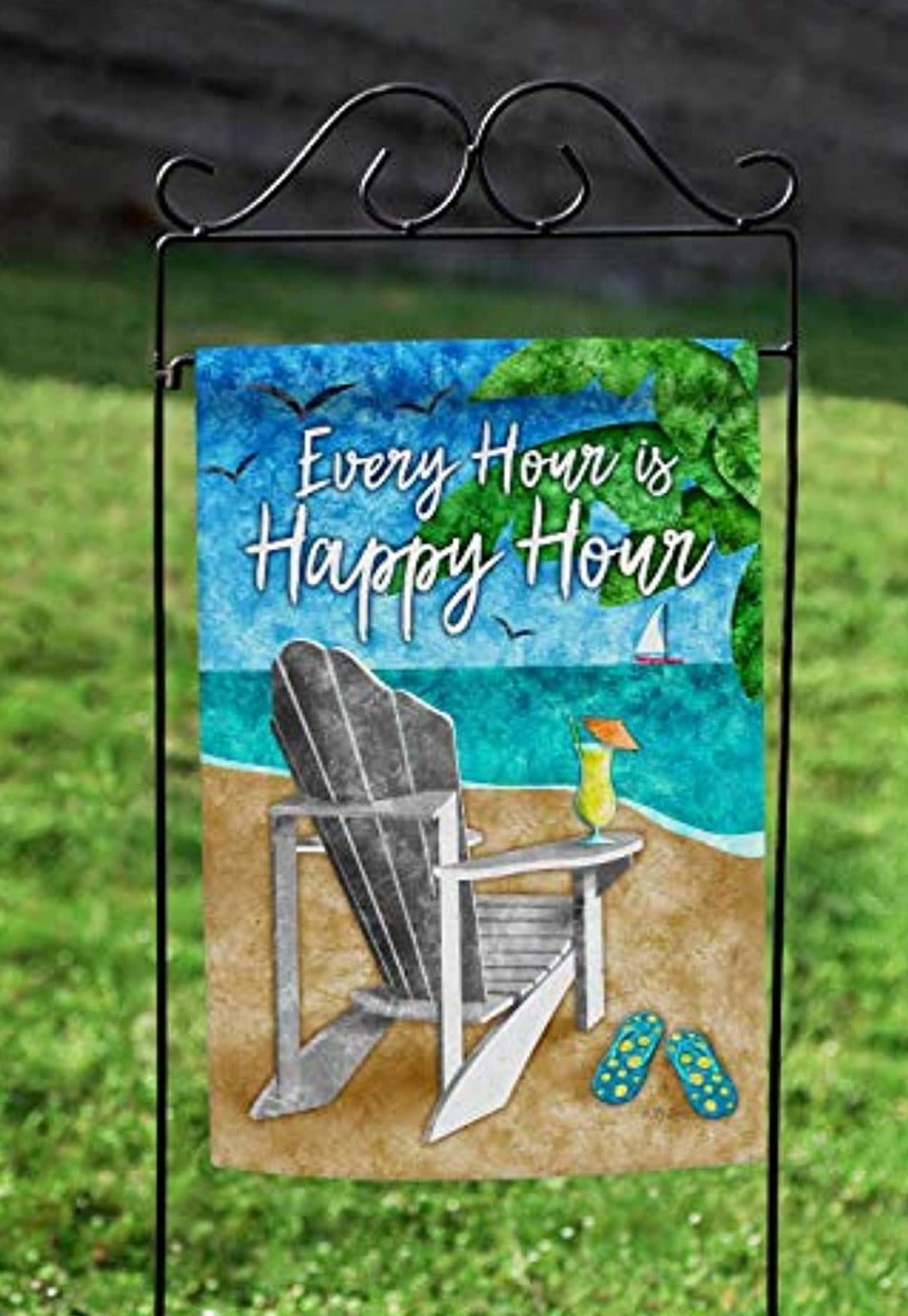 Happy Hour Beach Garden Flag