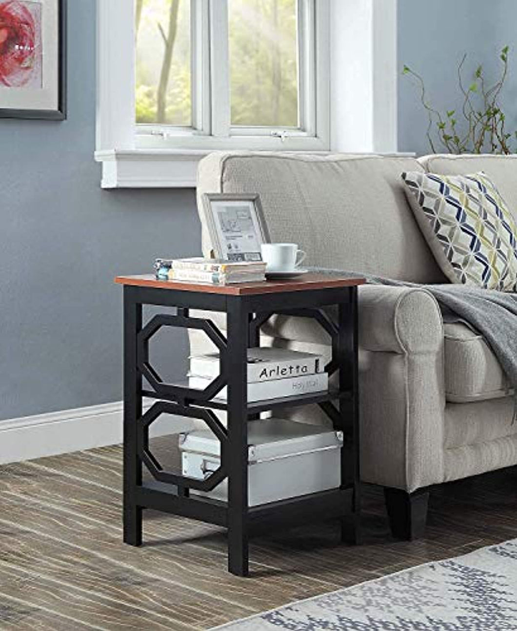 Black & Cherry Top Wood End Table