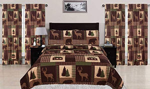 Brown Deer & Bear Patchwork Quilt Set