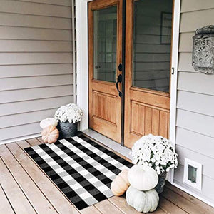 Black & White Plaid Indoor Outdoor Mat 3' X 4.9'