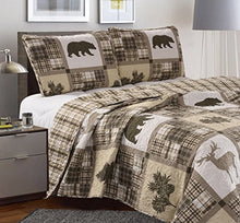 Load image into Gallery viewer, Rustic Patchwork Deer &amp; Pine Tree Bedding Set
