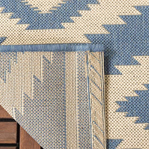 Cream & Blue Area Rug Indoor/Outdoor