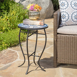 White & Blue Tile Table