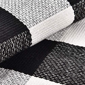 Black & White Plaid Indoor Outdoor Mat 3' X 4.9'