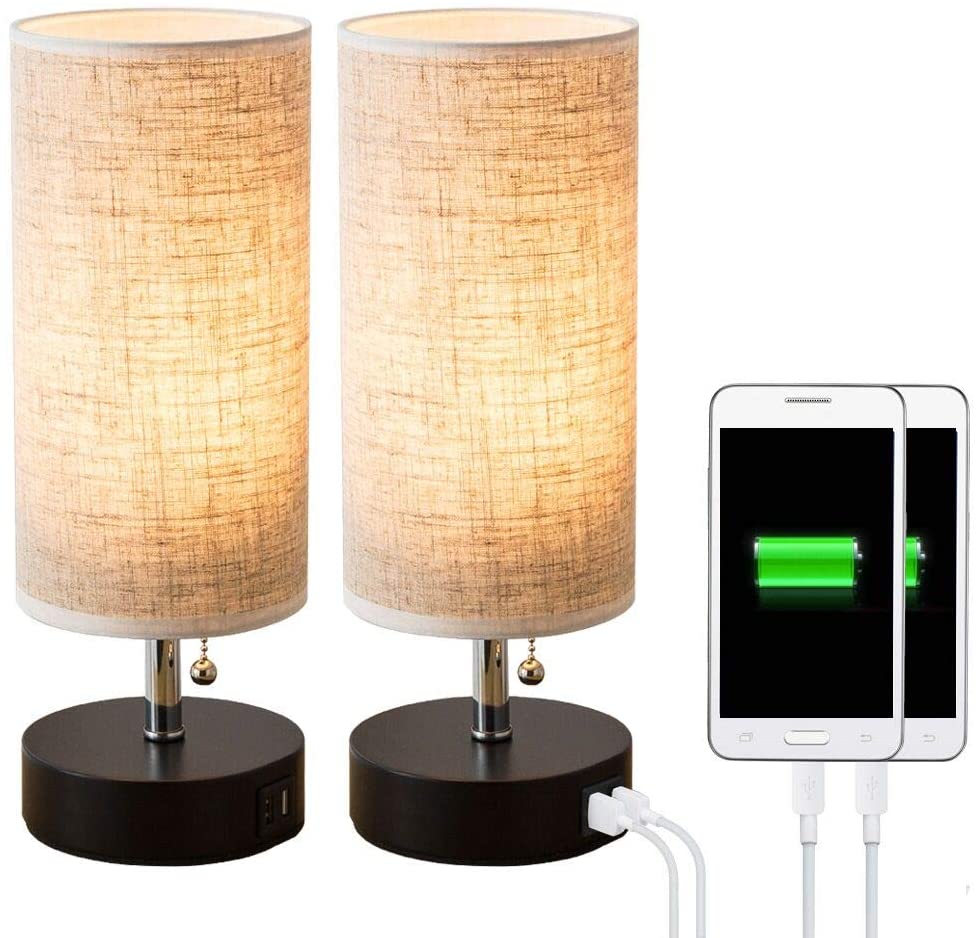 Linen Nightstand Lamps