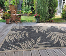 Load image into Gallery viewer, Blue and Grey Leaf Indoor Outdoor Area Rug
