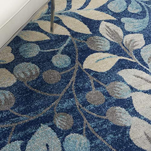 Navy Leaf Area Rug 5' X 7'