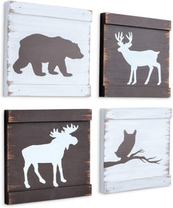 Cabin Wood Animal Plaques