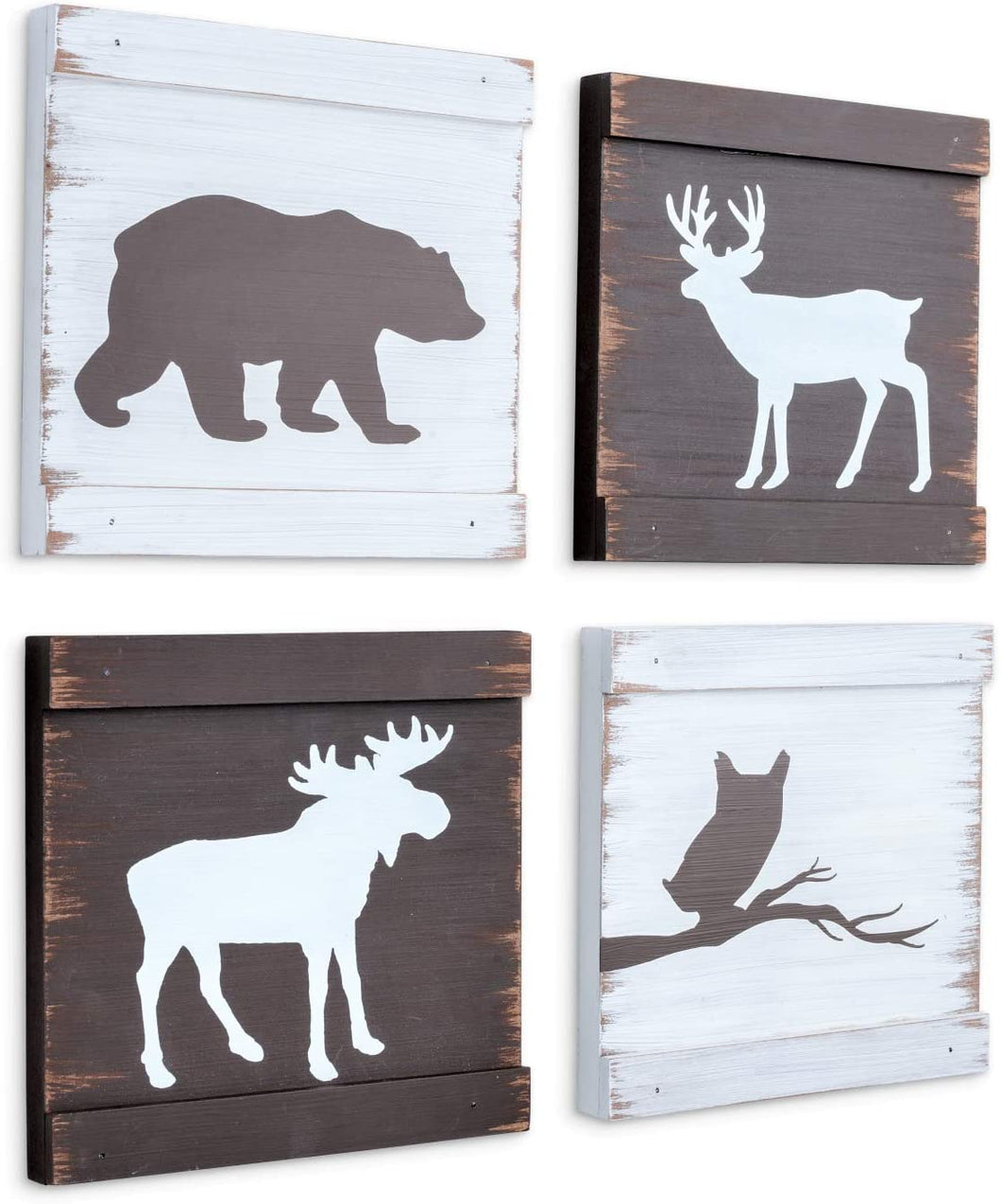 Cabin Wood Animal Plaques