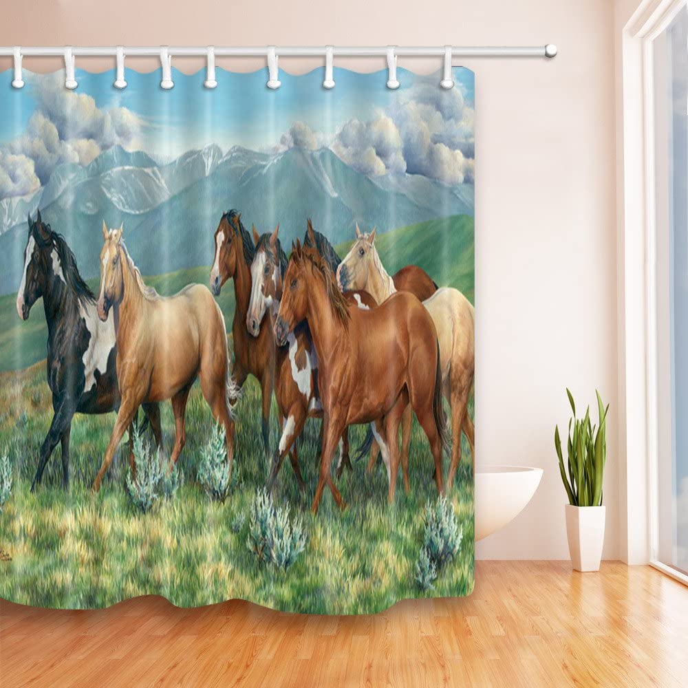 Horse Shower Curtain with Hooks