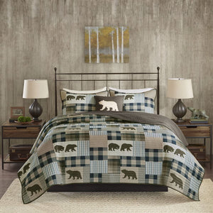 Brown & Blue Quilt Set