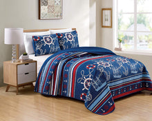 Load image into Gallery viewer, Navy Anchor Bedding Set
