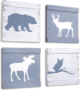 Cabin Wood Animal Plaques