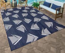 Load image into Gallery viewer, Blue Sail Boat Outdoor Area Rug 8 X 10
