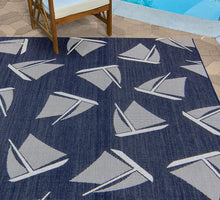 Load image into Gallery viewer, Blue Sail Boat Outdoor Area Rug 8 X 10
