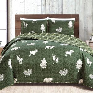 Rustic Solid Deer & Pine Tree Bedding Sets