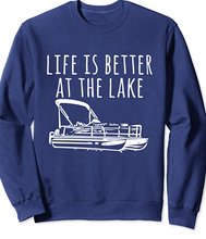 Load image into Gallery viewer, Pontoon Boat On The Lake Sweatshirts
