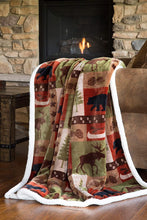 Load image into Gallery viewer, Patchwork Lodge Sherpa Blanket
